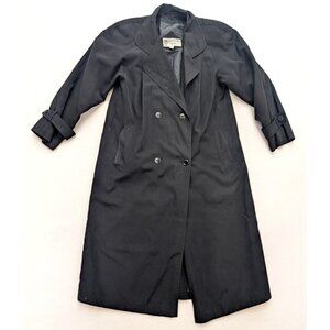 J. Gallery Women's Trench Coat Size 6P Black Lightweight